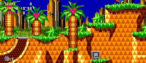 Sonic CD Palmtree Panic with original HUD and expanded stage scenery