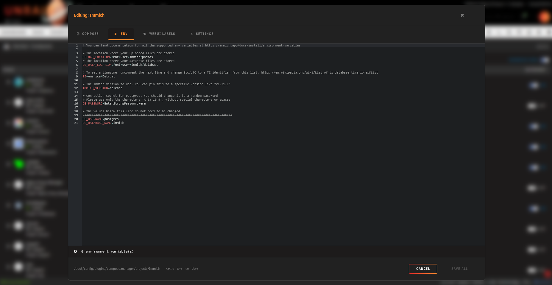 Editor - Env Tab