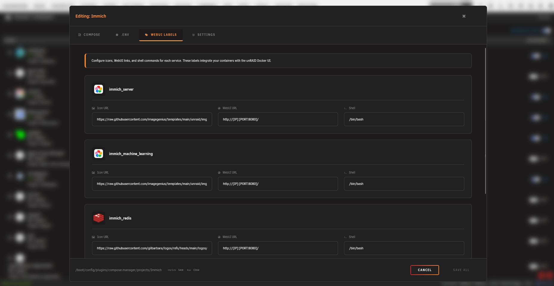 Editor - WebUI Labels Tab