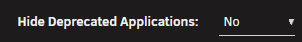 Screenshot of Hide Depreciated Applications setting set to no