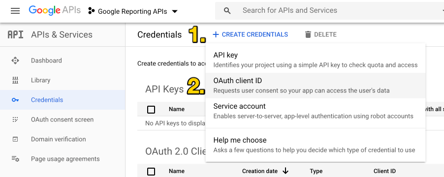 Create your credentials