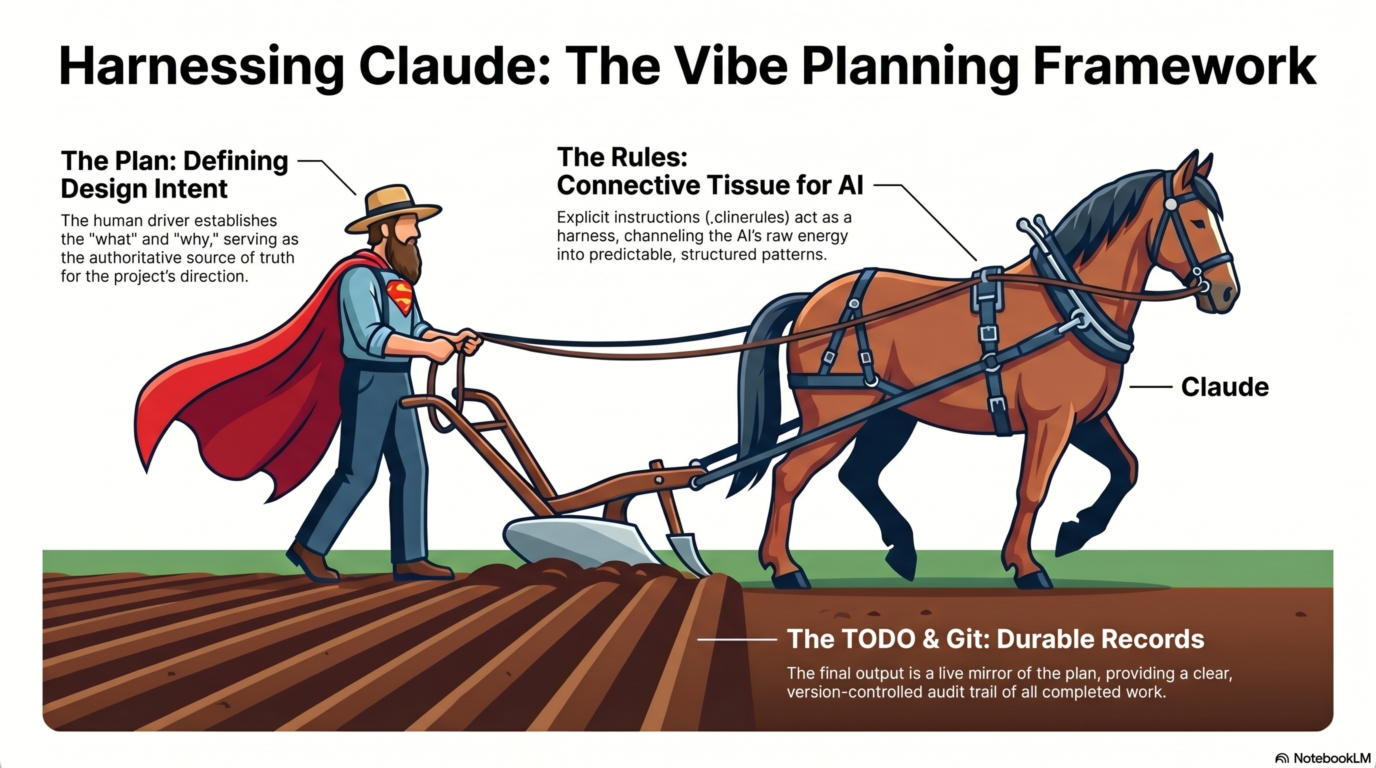 The Planning Loop framework — the human drives the plow, the AI is the horse, the rules are the harness