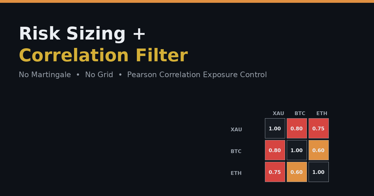 Percentage-Risk Sizing and Correlation Filtering in an MT5 EA (No Martingale, No Grid)