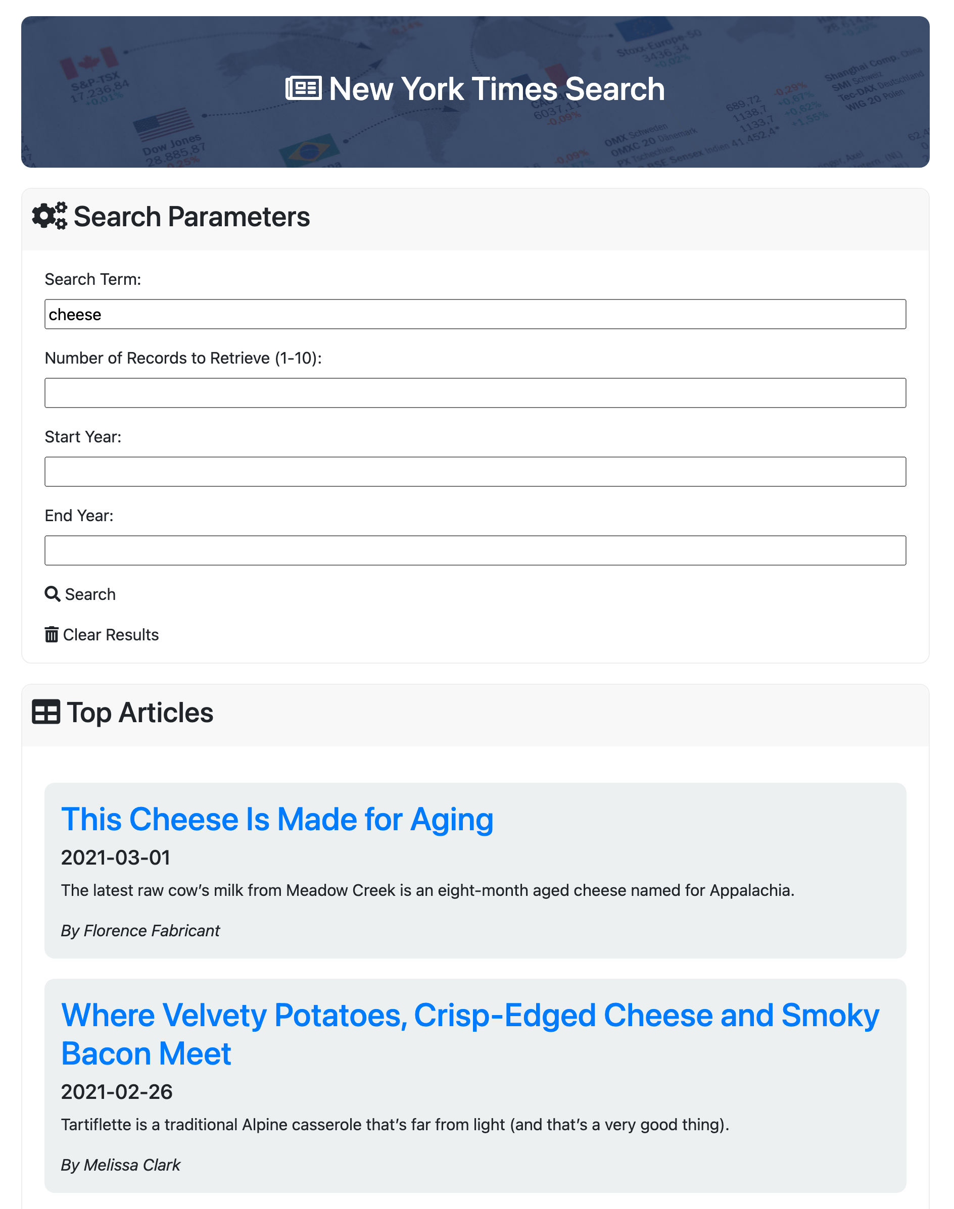 Application screenshot search for "cheese"