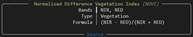 EOPlatform NDVI info example