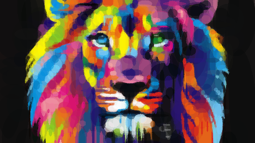 Colorful Lion generated using 1000 ellipses