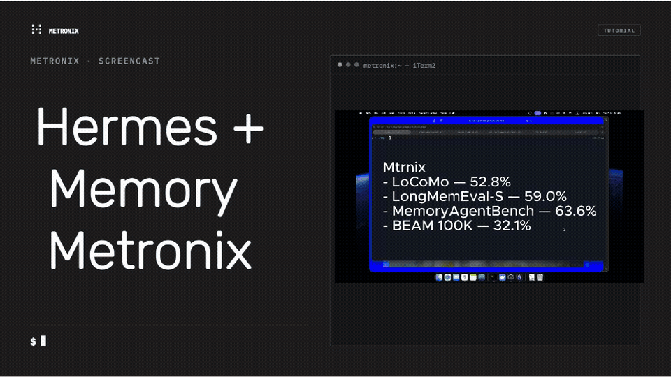 Metronix demo: an agent remembering across sessions