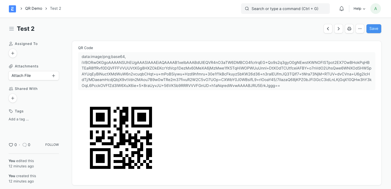 Form: saved QR Demo