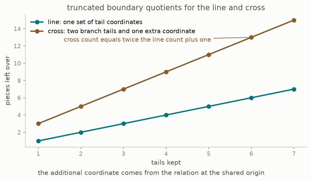 A chart compares finite truncations of the boundary quotient for a line and a coordinate cross