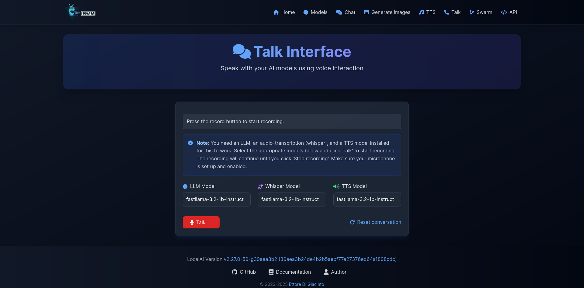 LocalAI - Talk