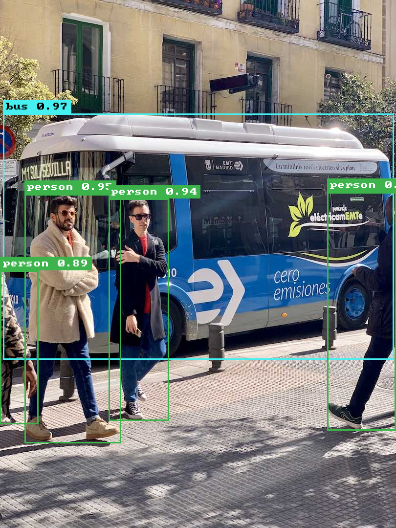 Bus + pedestrians detection