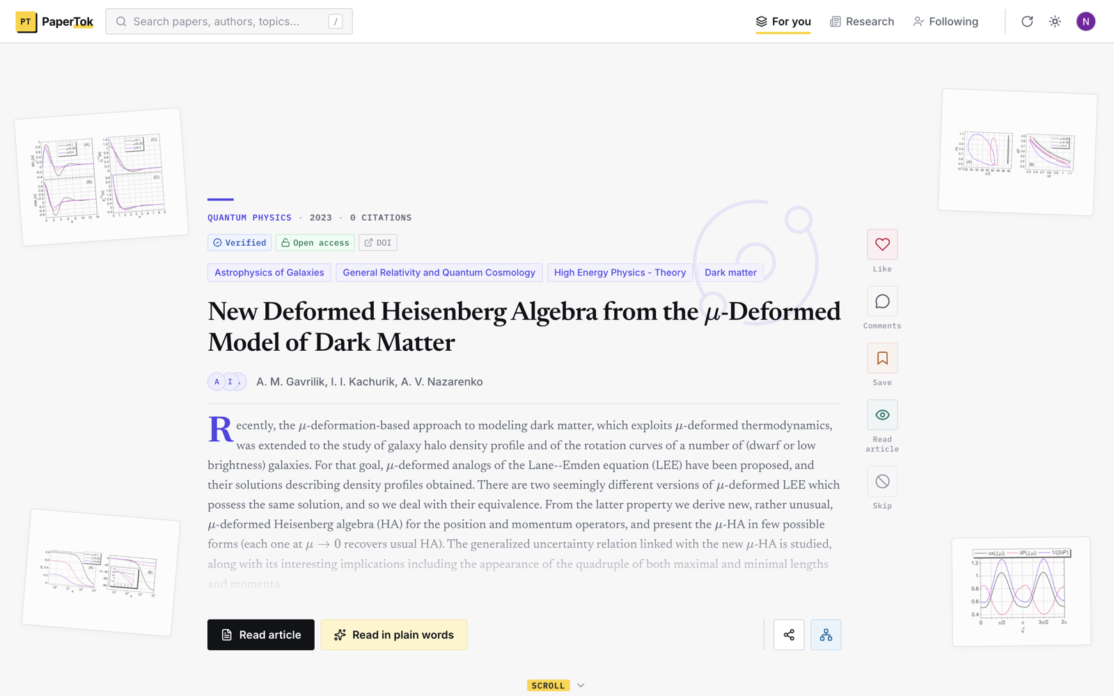 PaperTok personalized scientific paper feed