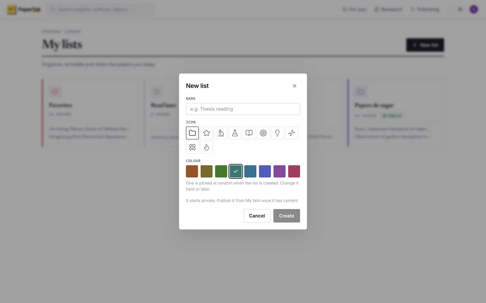 Creating a list