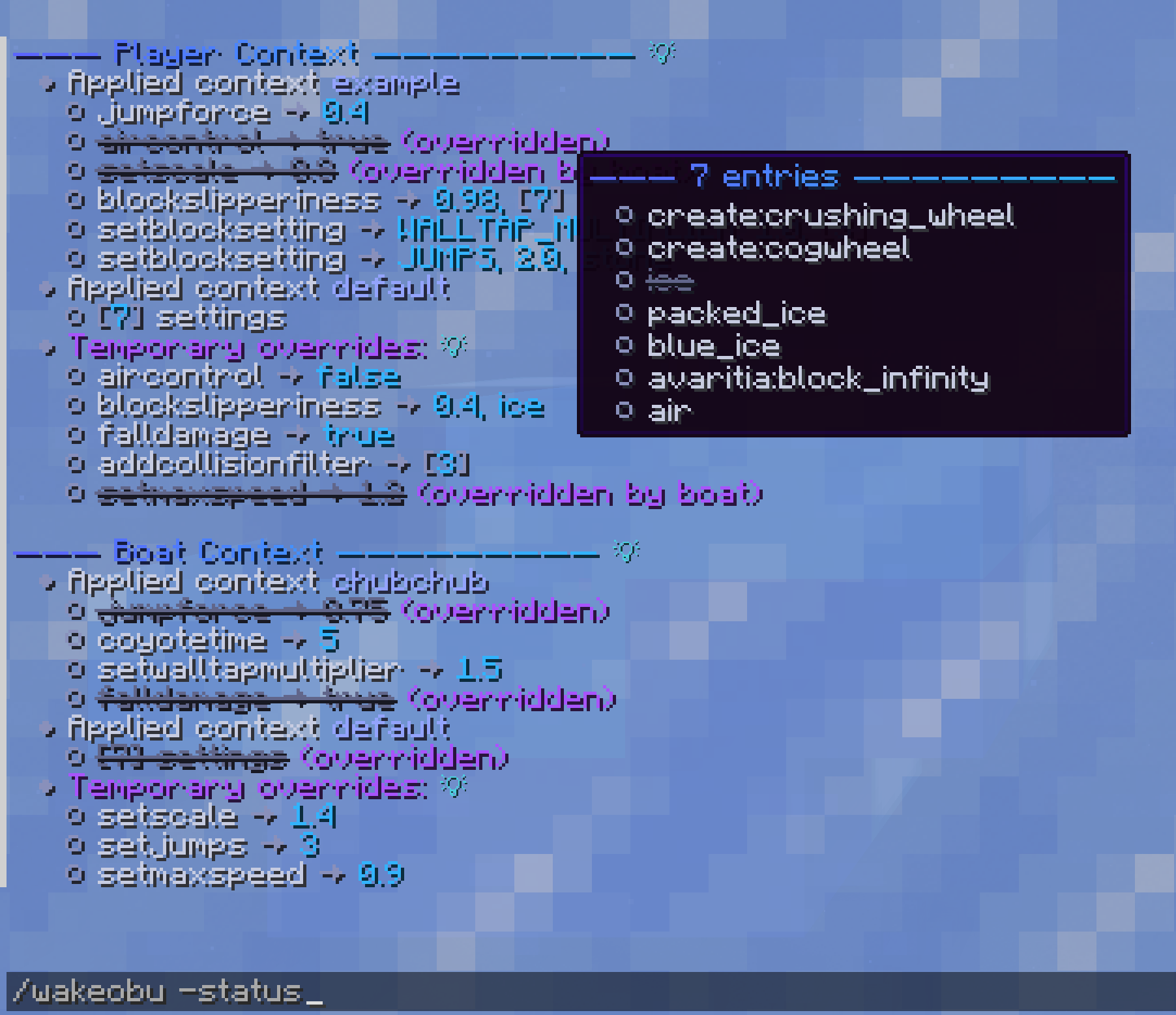 A collapsed context layer on hover