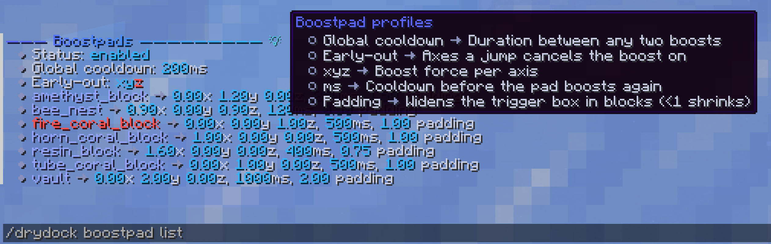 /drydock boostpad list