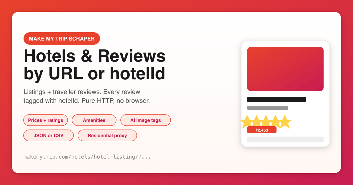 MakeMyTrip Hotels & Reviews Scraper