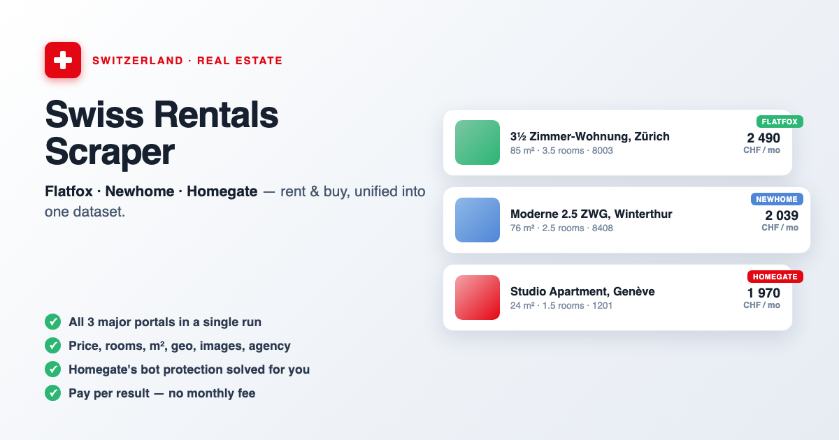 Swiss Rentals Scraper — Flatfox, Newhome & Homegate