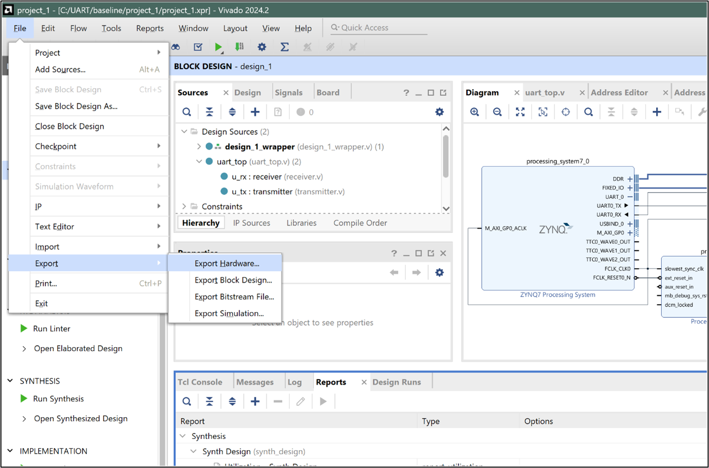 Vivado: Export Hardware dialog with Include Bitstream checked
