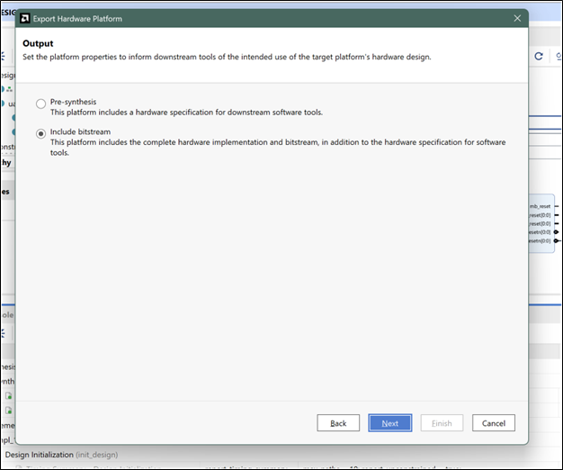 Output: .xsa file generated for Vitis handoff