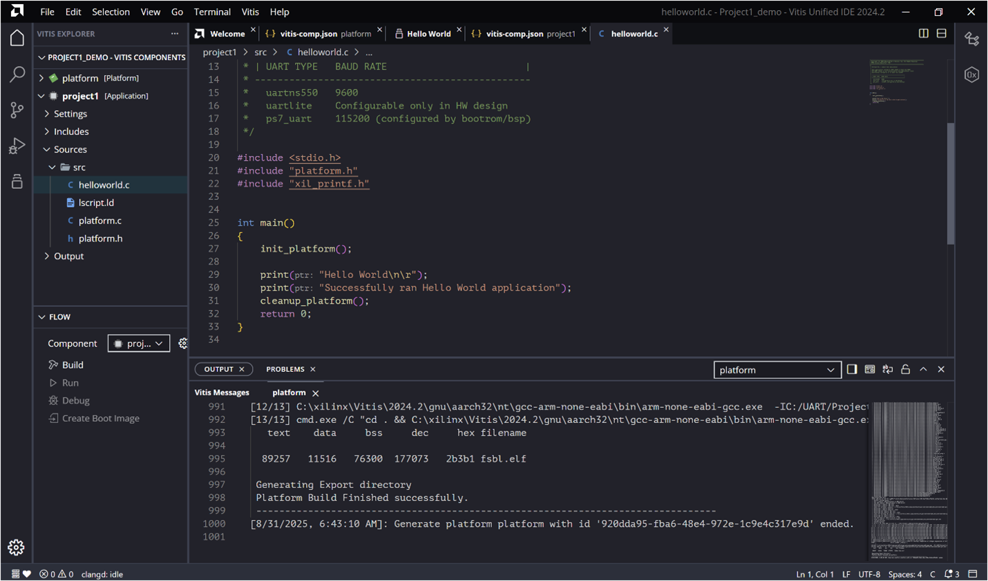 Hello World application project created