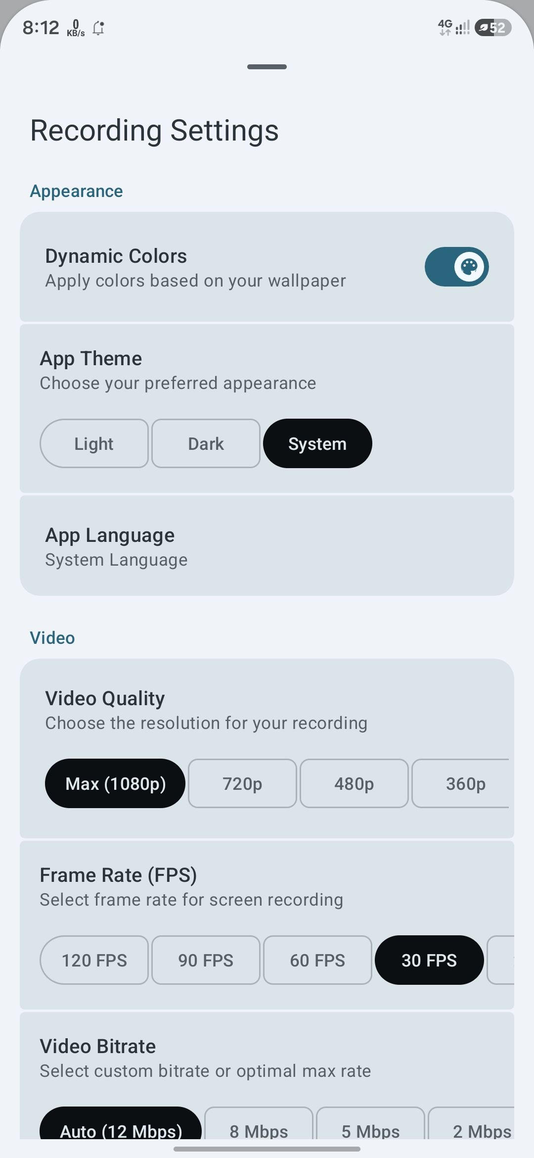 Settings Screen