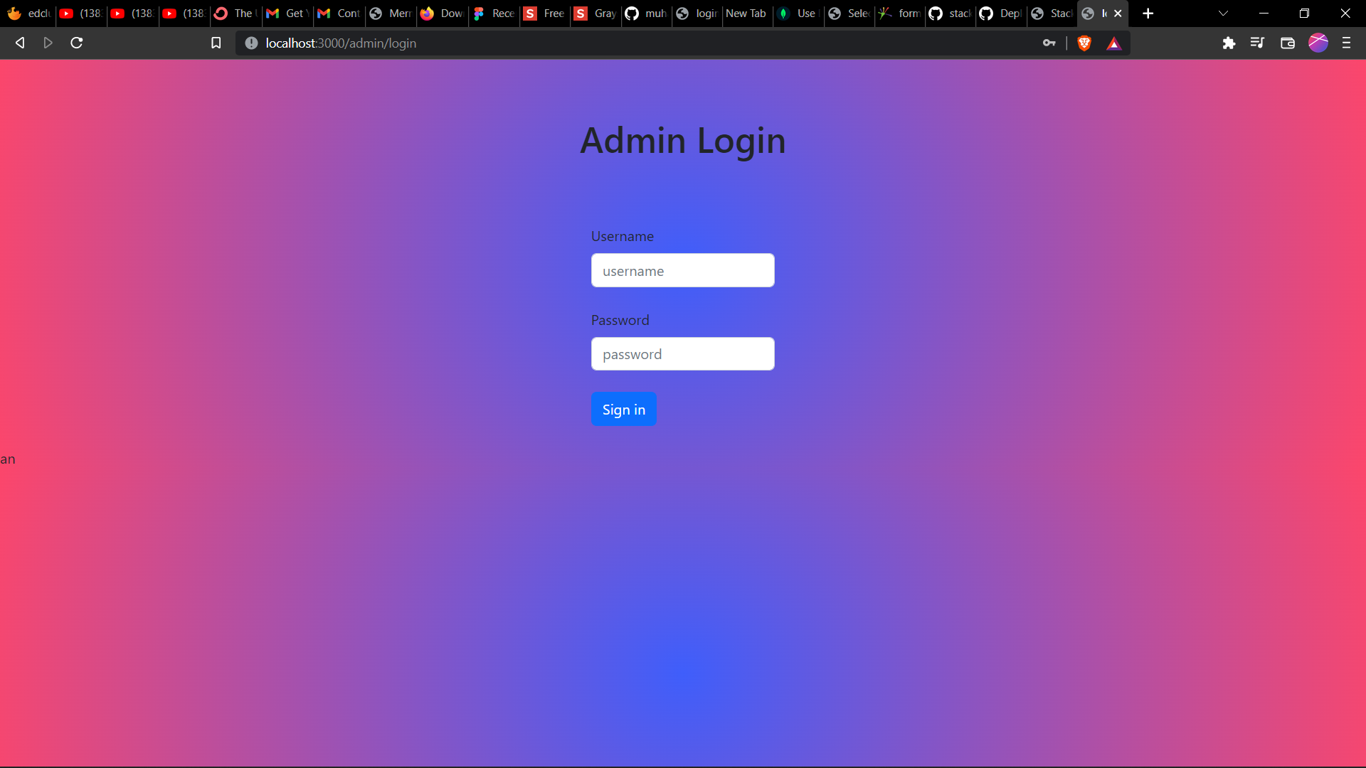 admin login