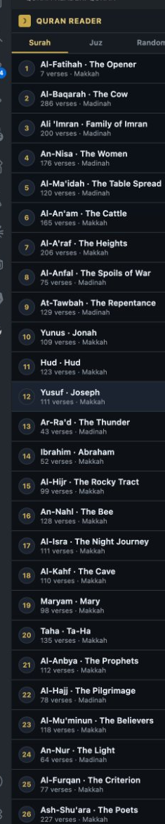 Quran Reader - Surah List