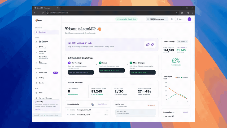 LoomMCP Dashboard demo