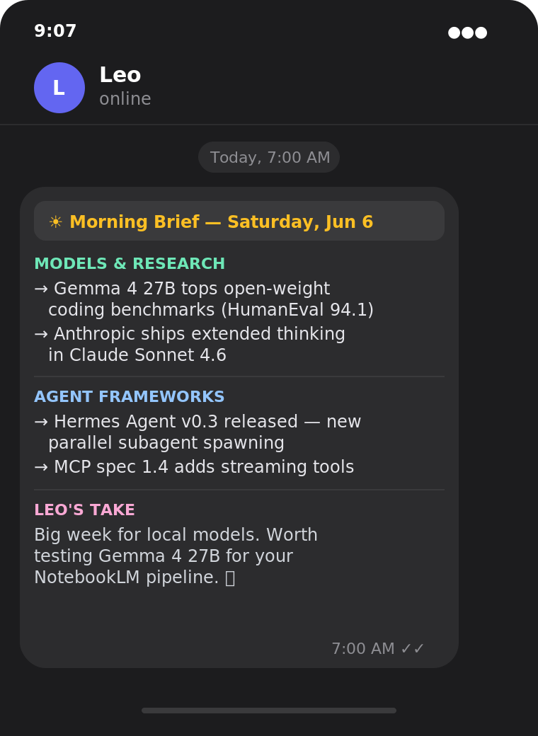 Leo's Morning Brief in Telegram
