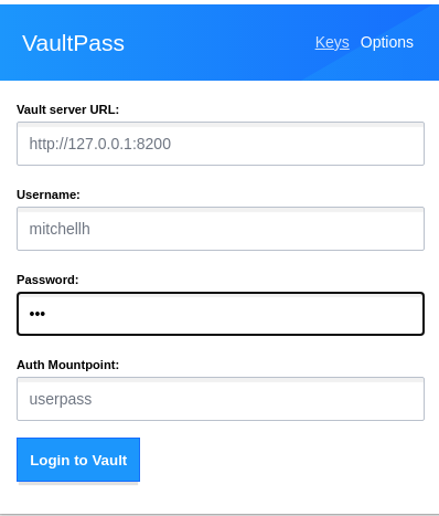 VaultPass dev login