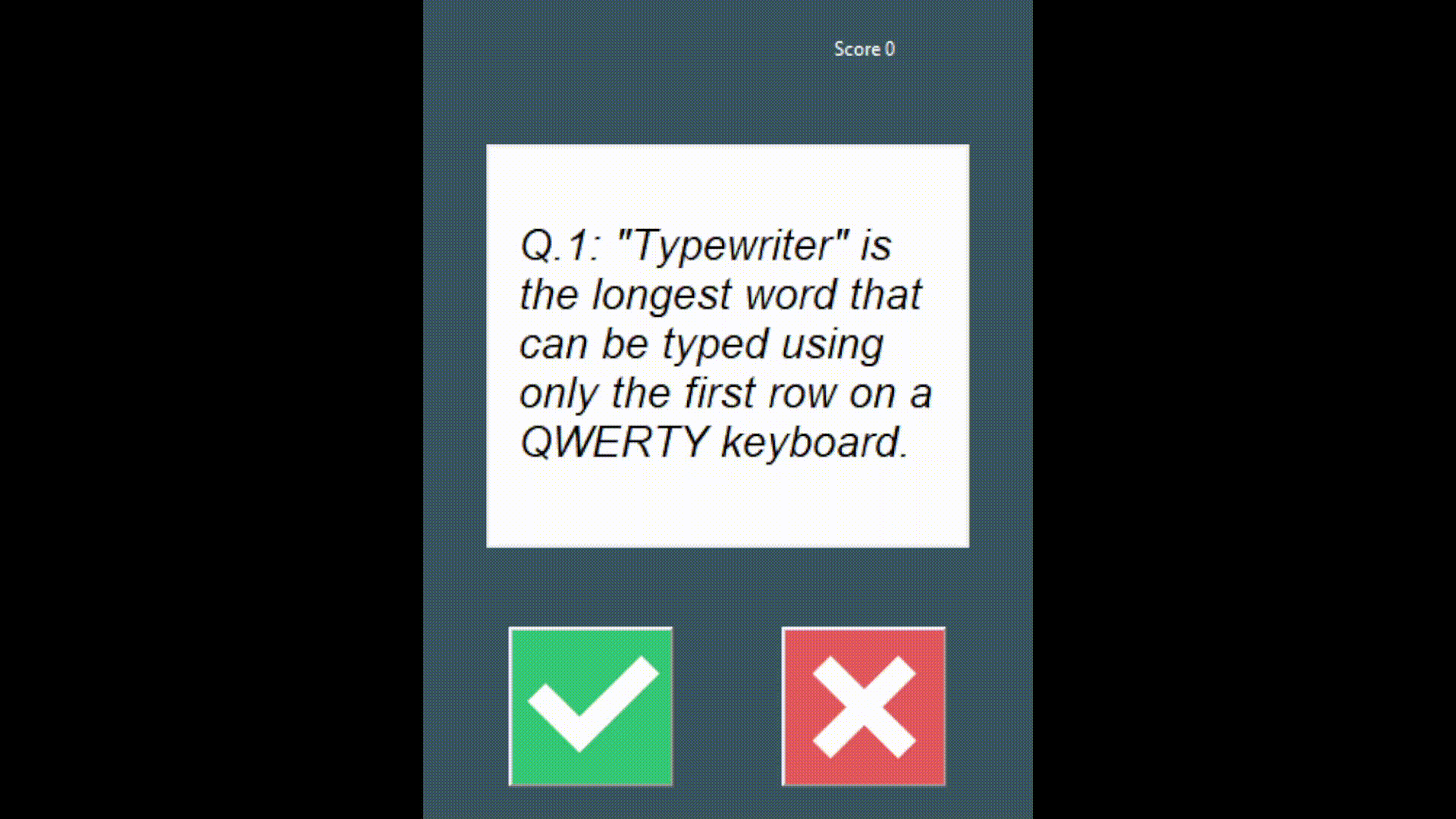 Gif demonstrating the quiz app