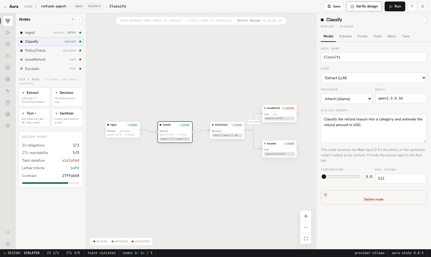 Aura Studio Build — configure every part of a typed agent