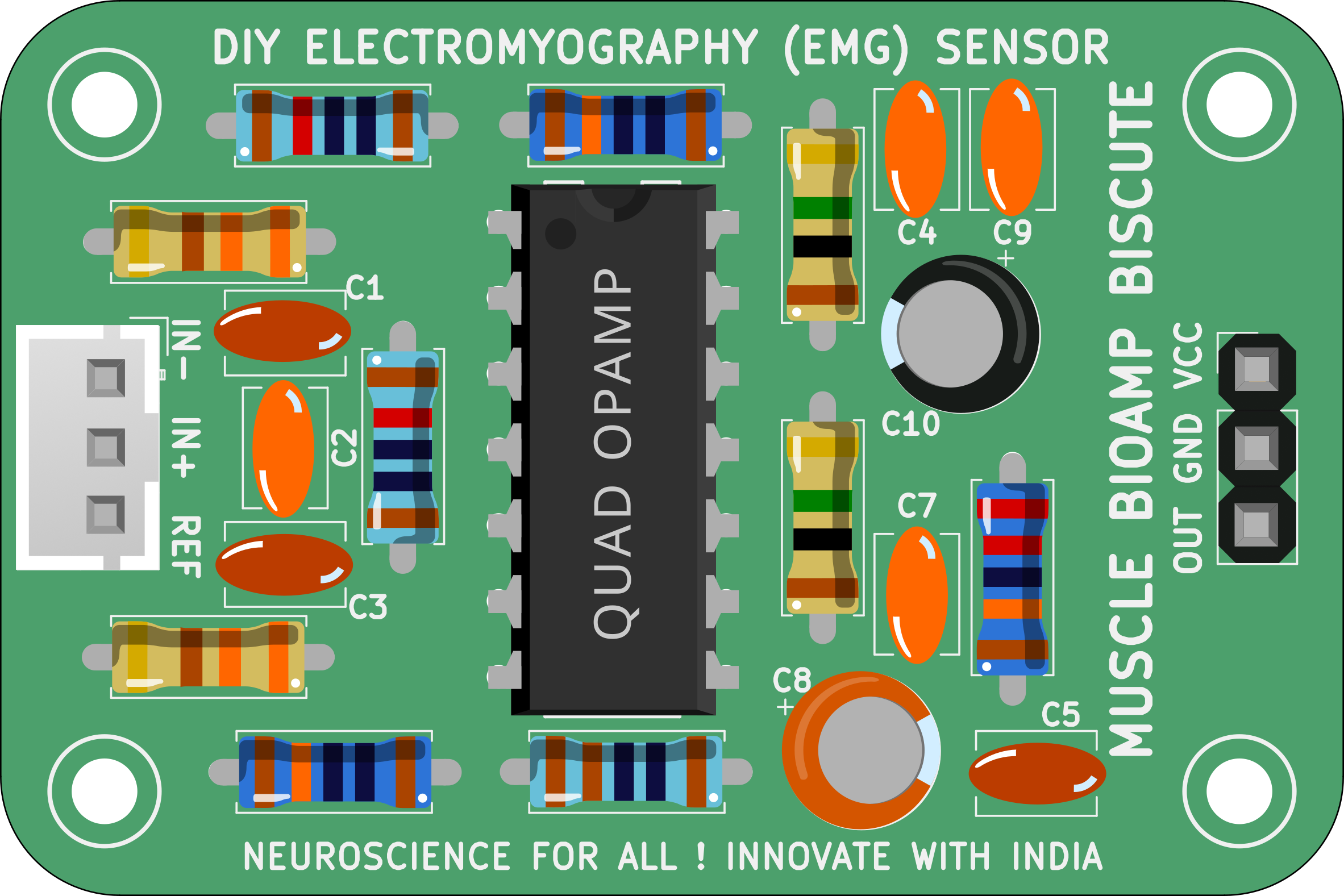 Upside Down Labs Muscle BioAmp BisCute front annotated