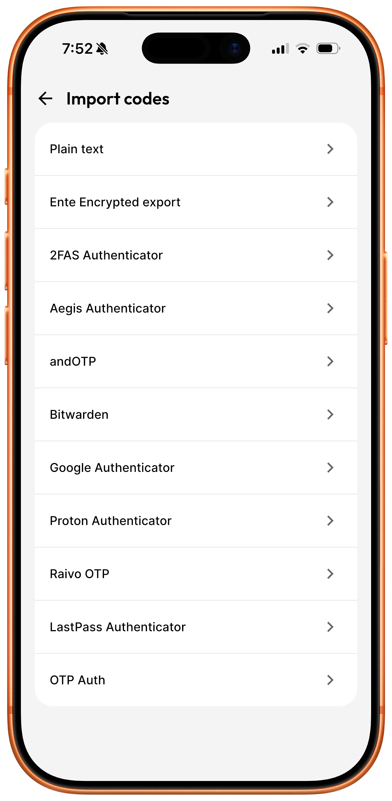 Ente Auth import formats