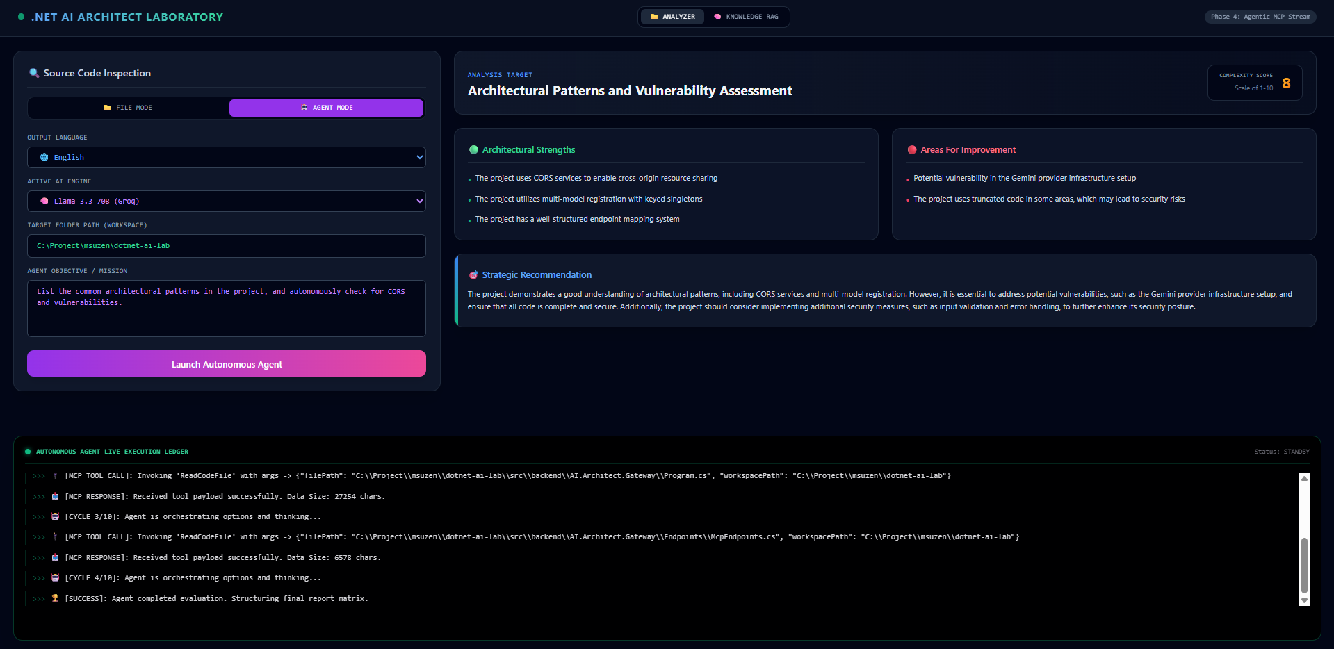 .NET AI Architect Laboratory Cyber Dashboard