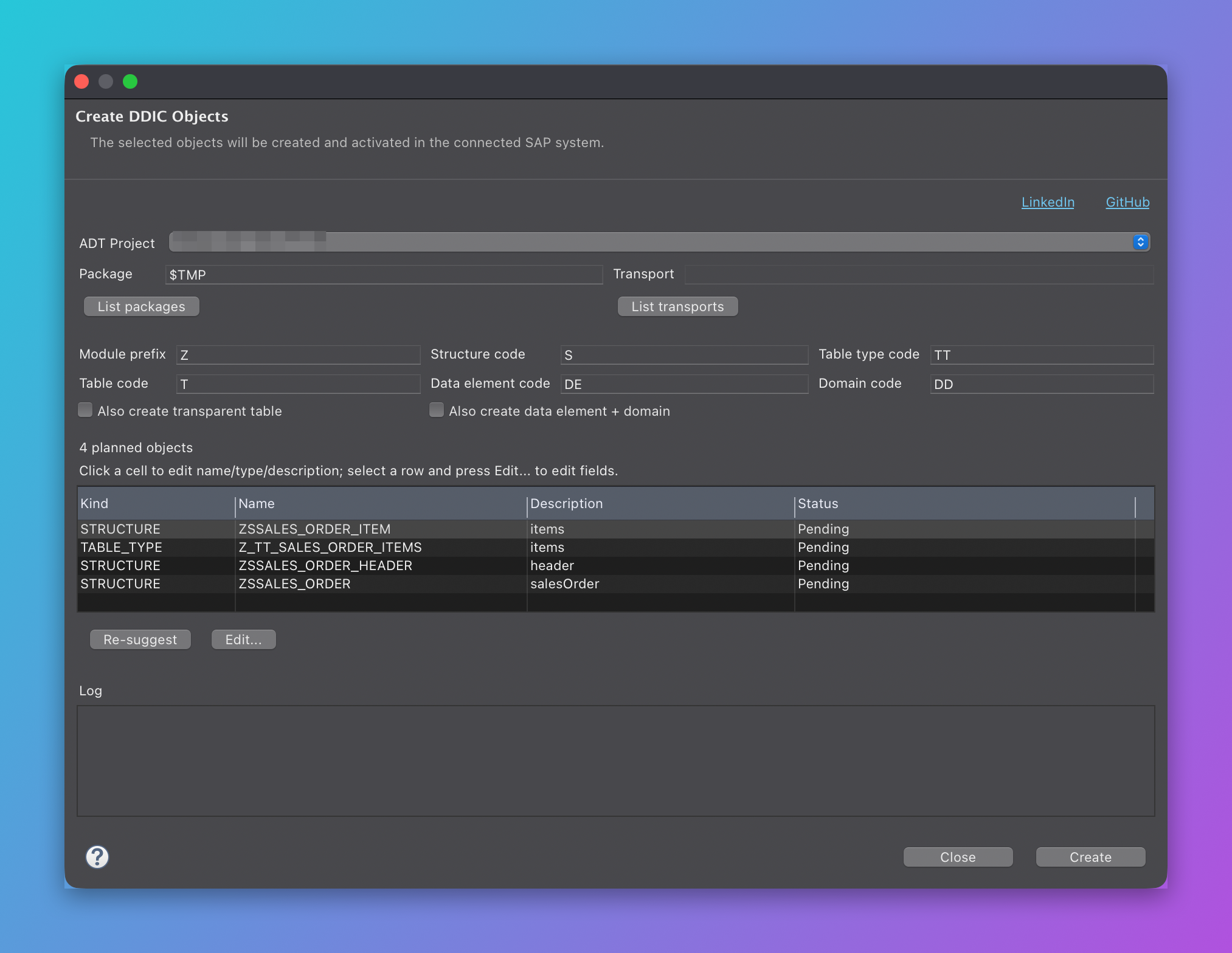 Create DDIC Objects