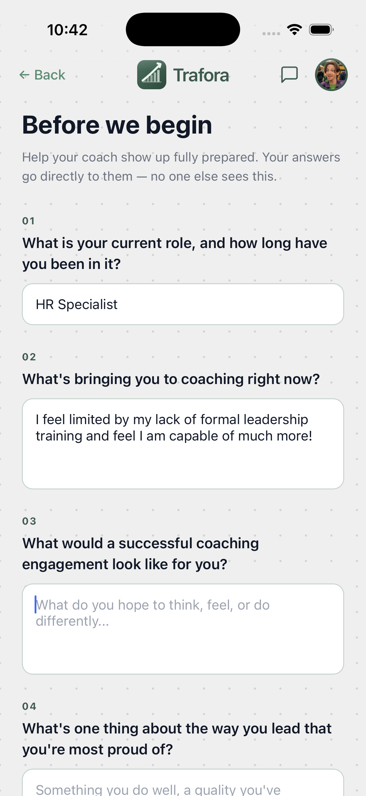 Trafora client intake form