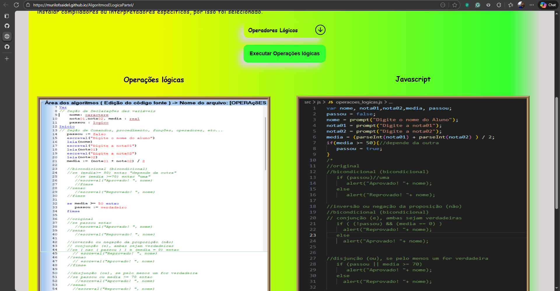 GitHub - muriloFsaidel/AlgoritmosELogicaParteI: Conteúdo do curso ...