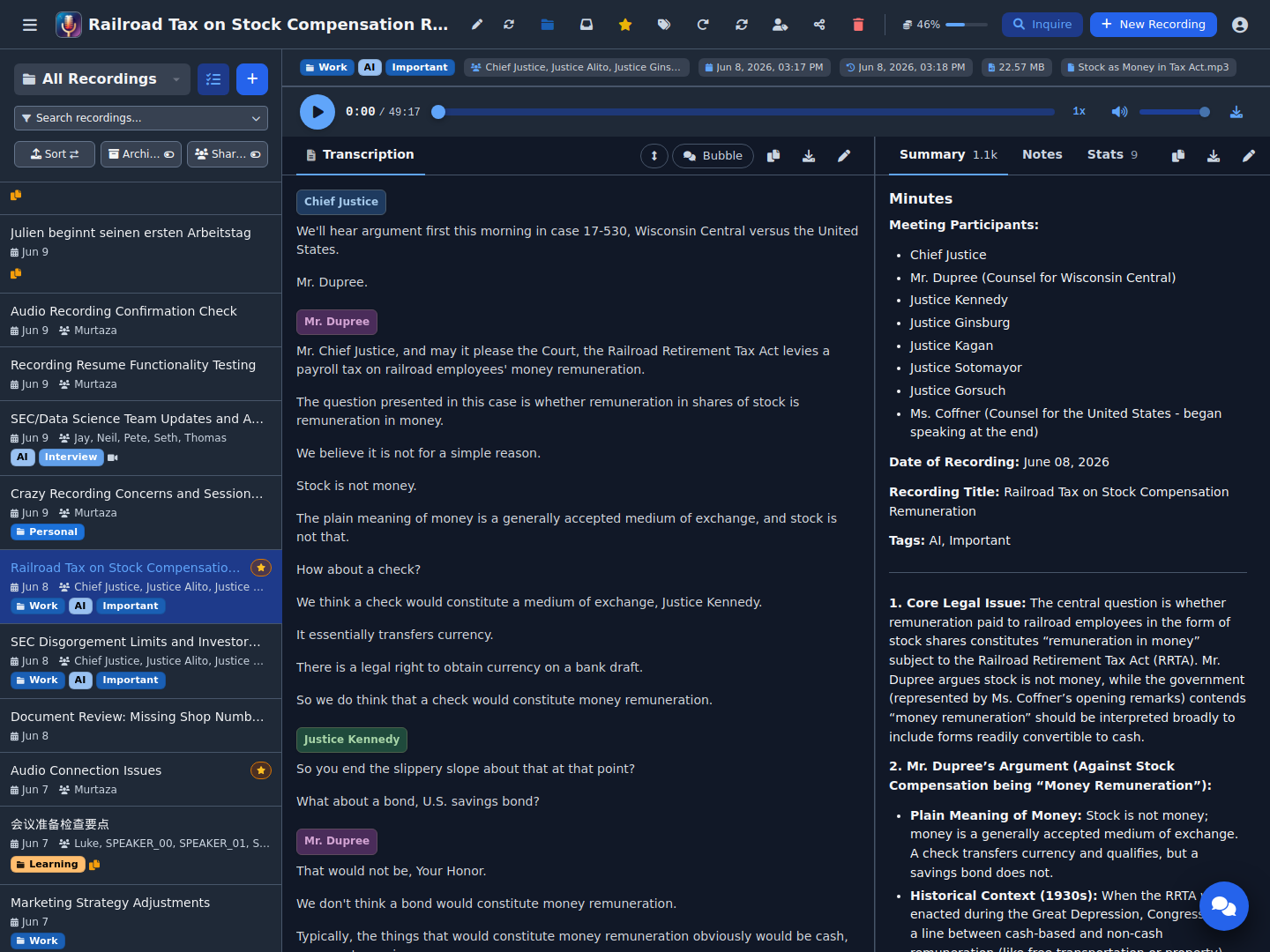 Speakr Main Interface