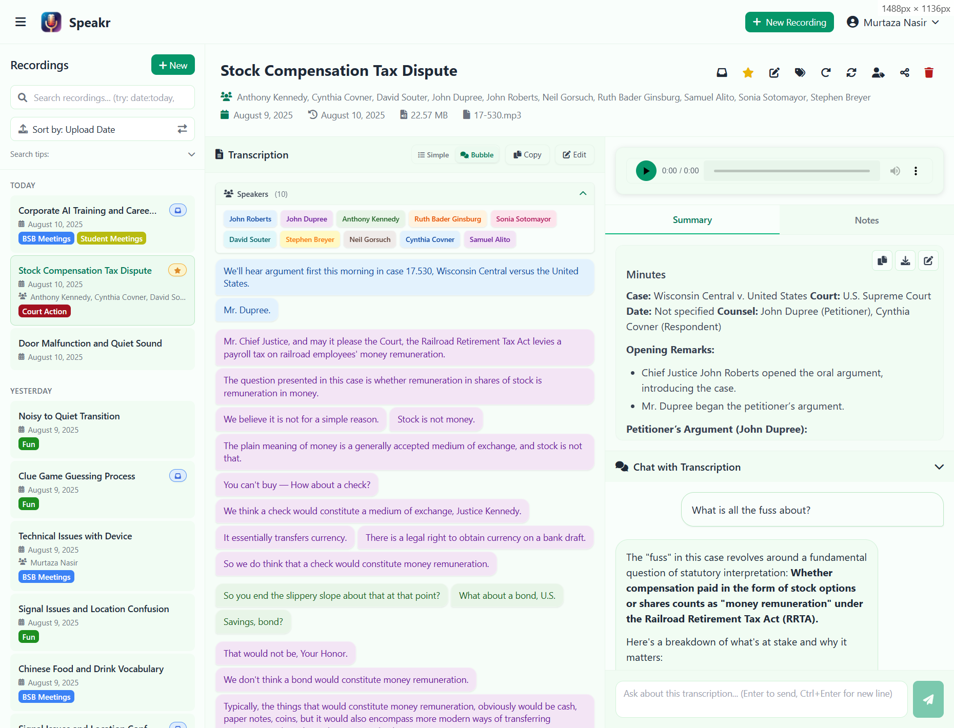 Интерфейс Speakr