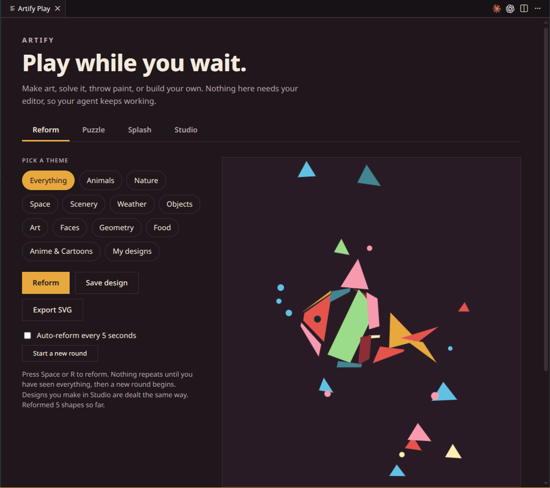 Artify Play: pick a category and reform endless shard art
