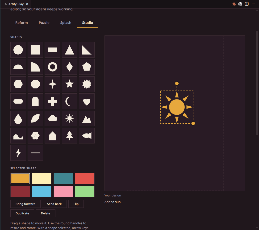 Studio: build a design from shapes