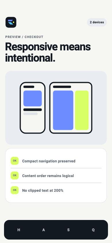 Phone and tablet adaptive preview