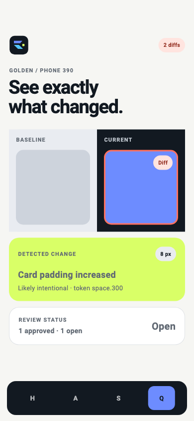 Golden screenshot difference review