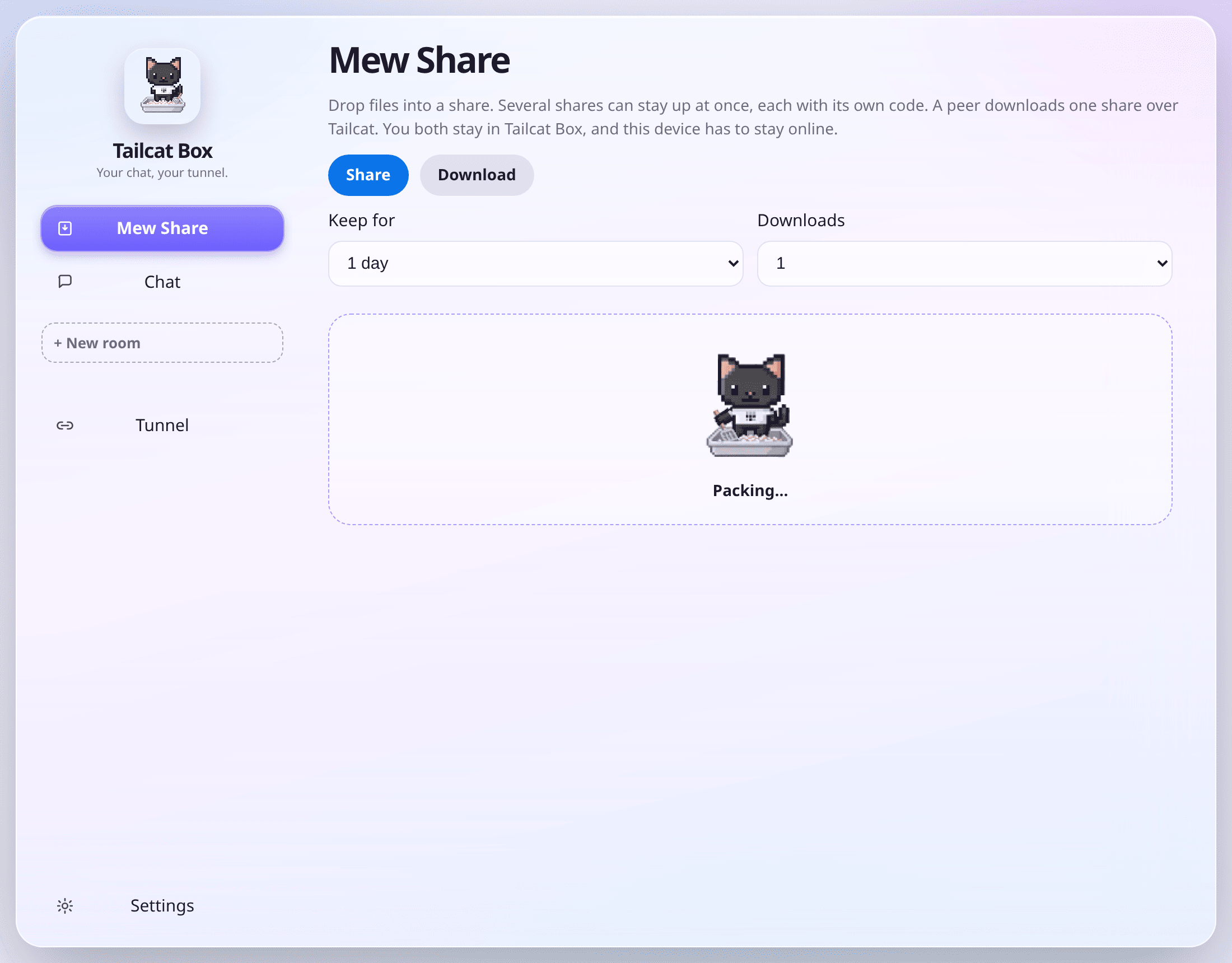 Mew Share preparing a share