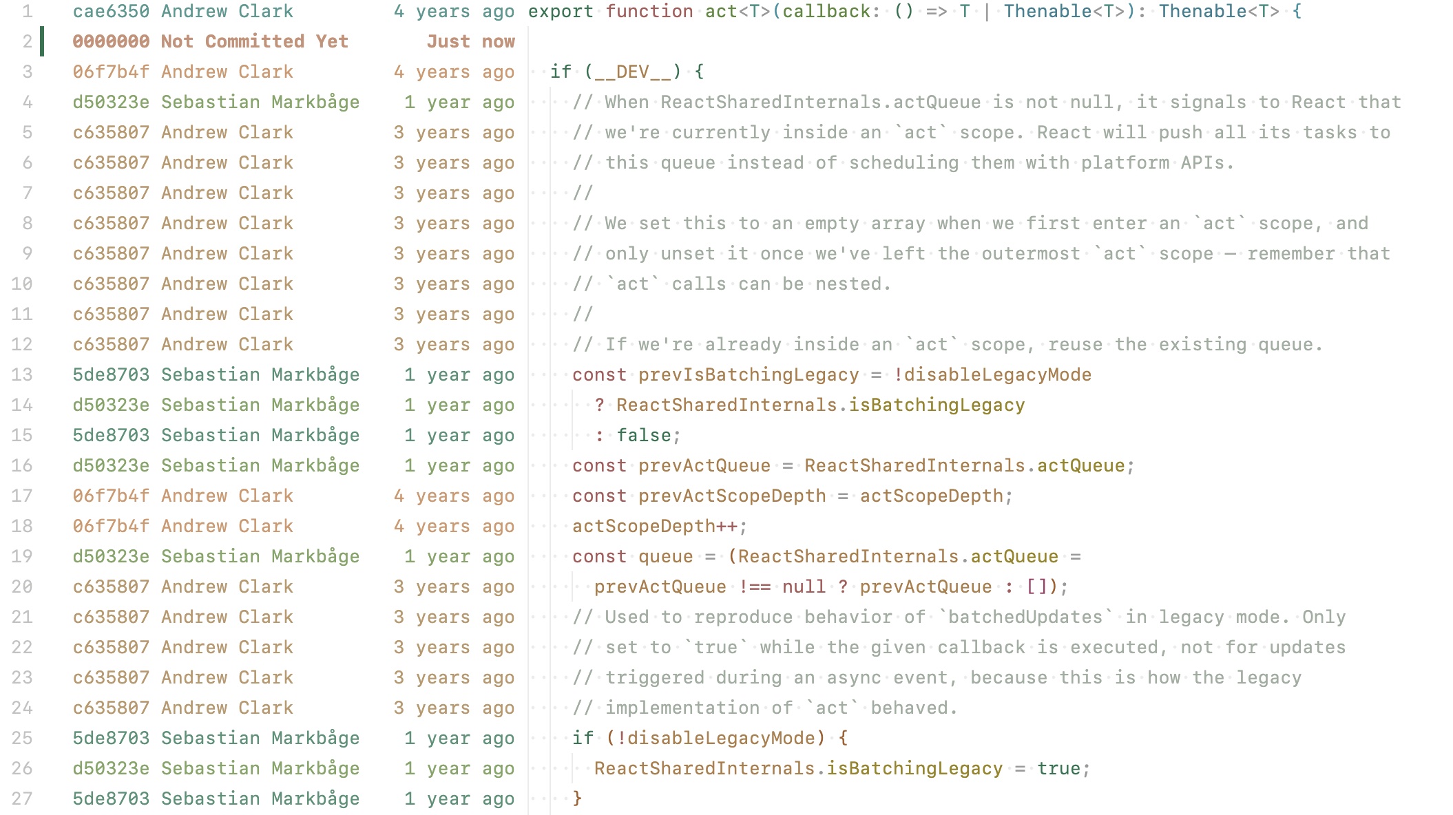 Git Annotate showing inline blame annotations in a light VS Code theme.