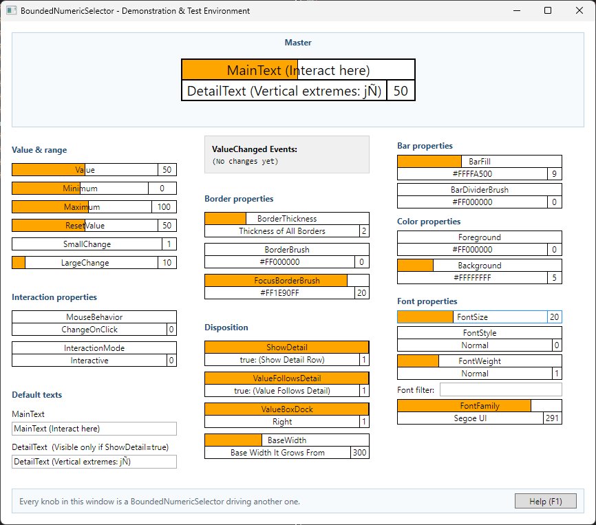 Preview of the NumericSelector demo