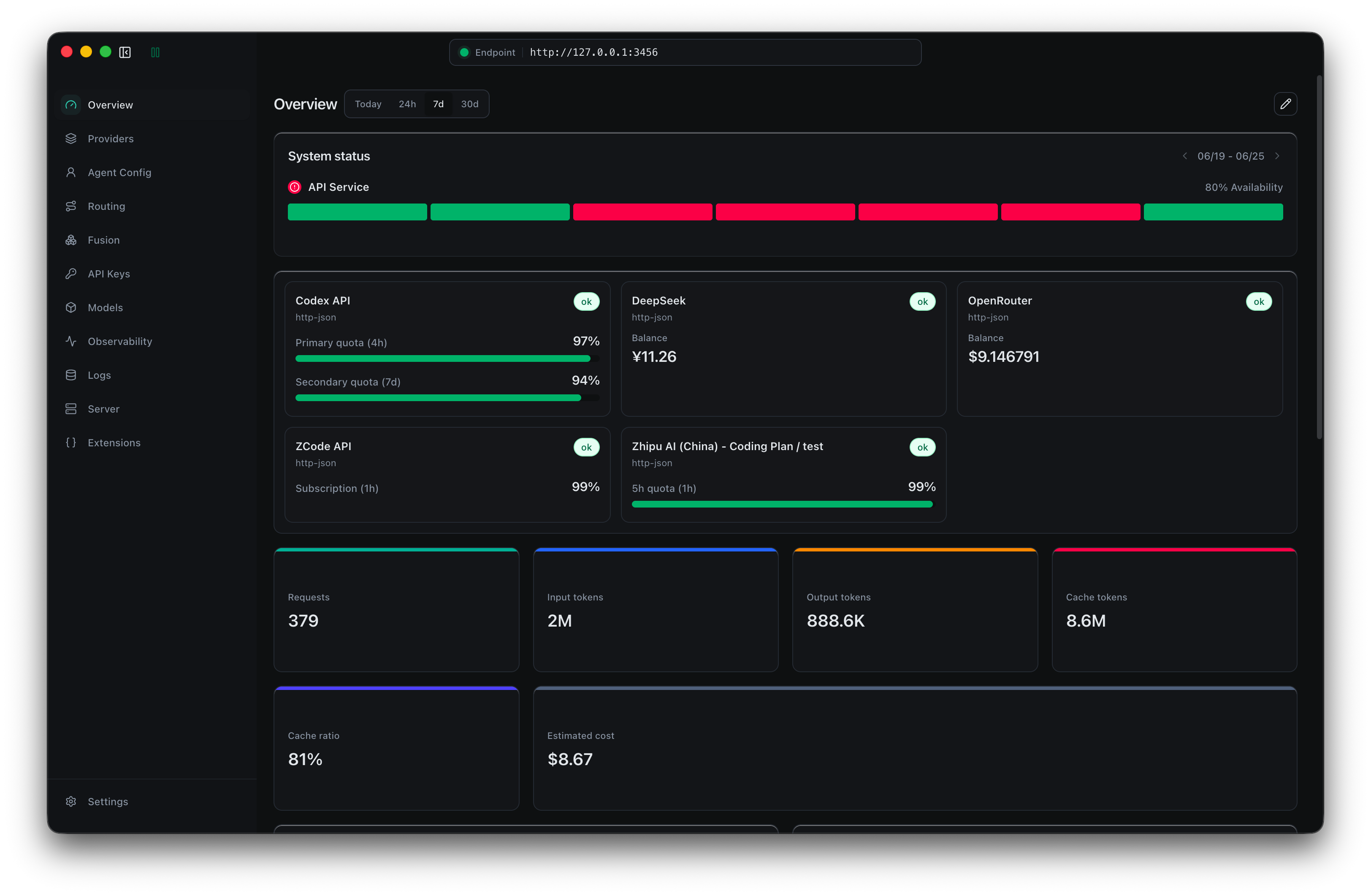 Claude Code Router Desktop dashboard