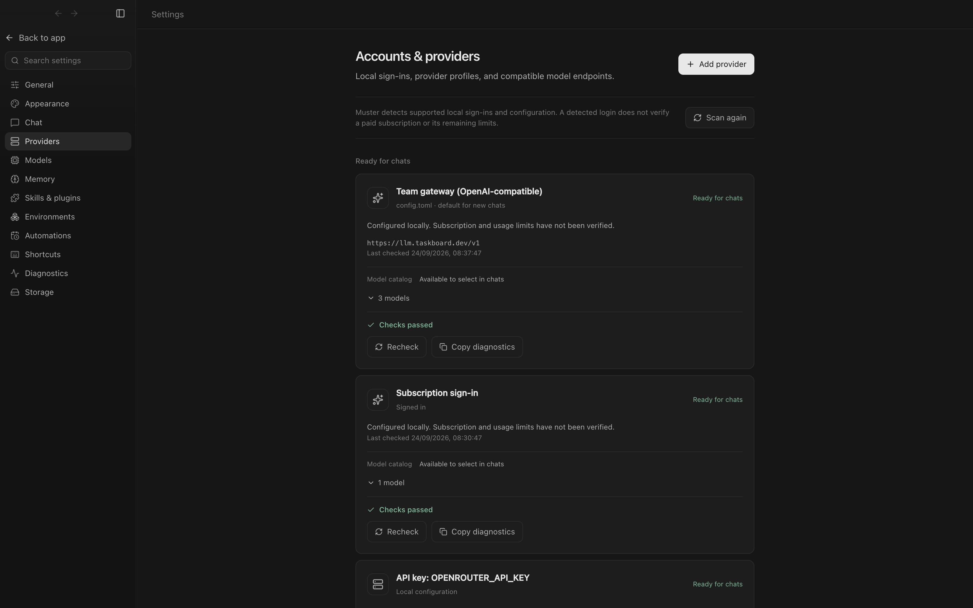Accounts and providers