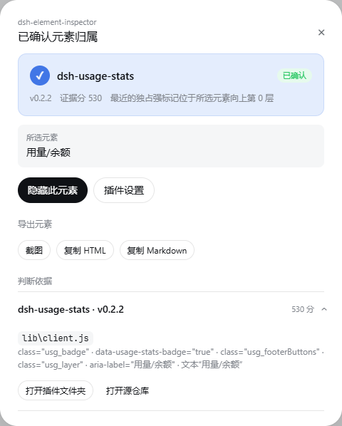 Element attribution result